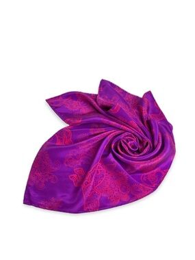NWT SILKLETTE Paisley Boho Elephant 100% Fine Silk Kerchief Scarf PURPLE/ORANGE